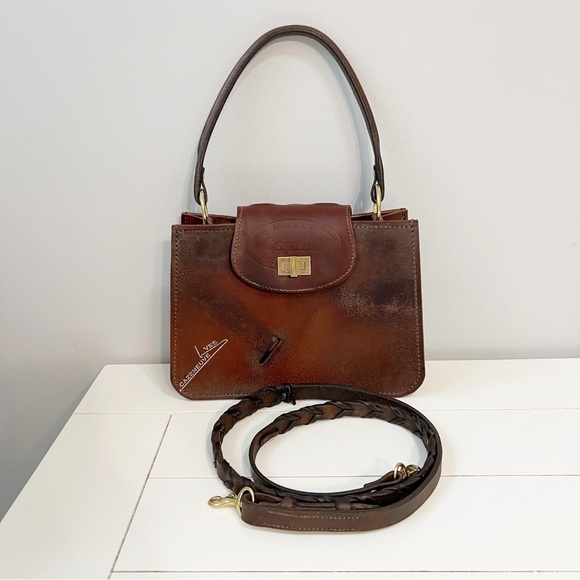 Calyse Hadley Handmade Leather Equestrian Saddle Bag Top Handle Crossbody Bag - Picture 1 of 15